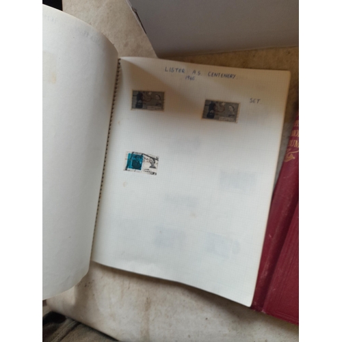 166 - Approx 10 kg of stamps and postcards : loose on paper, in albums, stock books, on pages GB World and... 