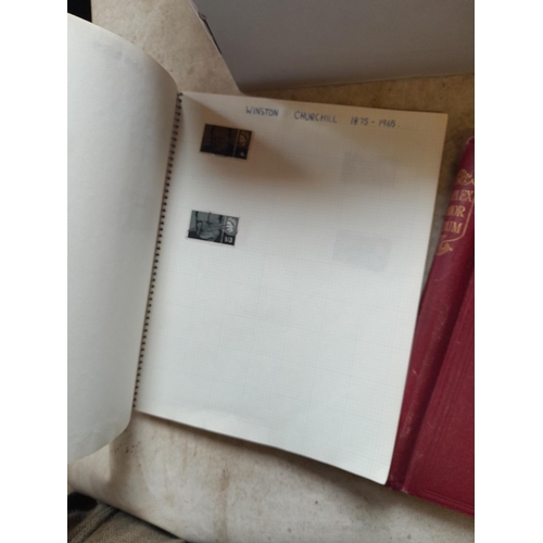 166 - Approx 10 kg of stamps and postcards : loose on paper, in albums, stock books, on pages GB World and... 