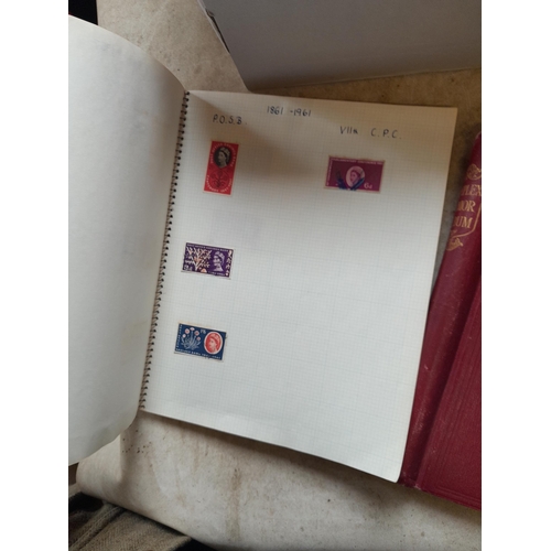 166 - Approx 10 kg of stamps and postcards : loose on paper, in albums, stock books, on pages GB World and... 