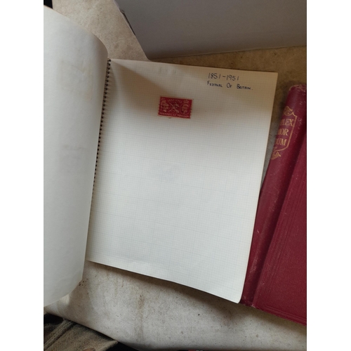 166 - Approx 10 kg of stamps and postcards : loose on paper, in albums, stock books, on pages GB World and... 