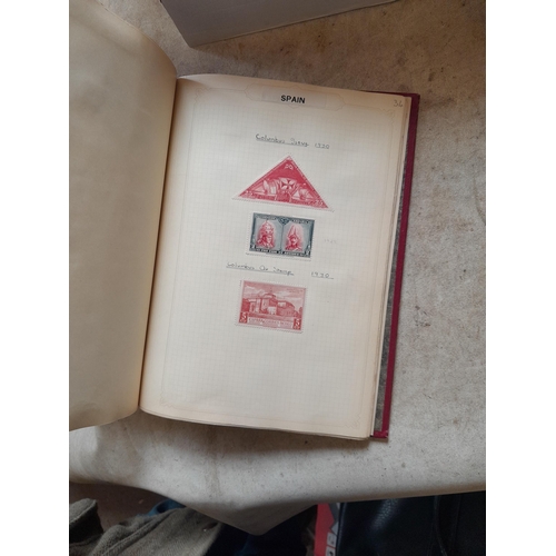 166 - Approx 10 kg of stamps and postcards : loose on paper, in albums, stock books, on pages GB World and... 