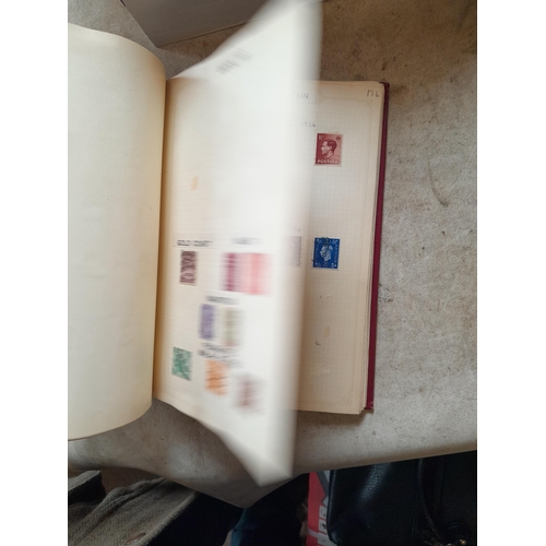 166 - Approx 10 kg of stamps and postcards : loose on paper, in albums, stock books, on pages GB World and... 