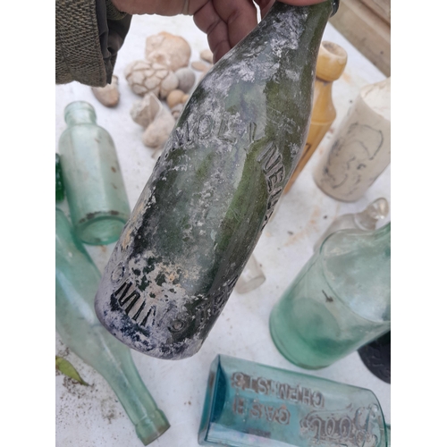 171 - Tip dug advertising and non advertising glass and stoneware bottles : Newport Wine Company, Rogers, ... 