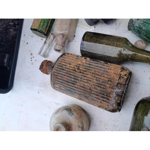 172 - Tip dug advertising and non advertising glass and stoneware bottles : Salford Jackson and poison bot... 
