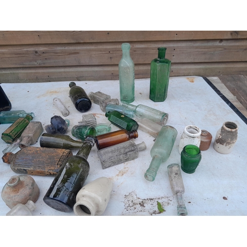 172 - Tip dug advertising and non advertising glass and stoneware bottles : Salford Jackson and poison bot... 