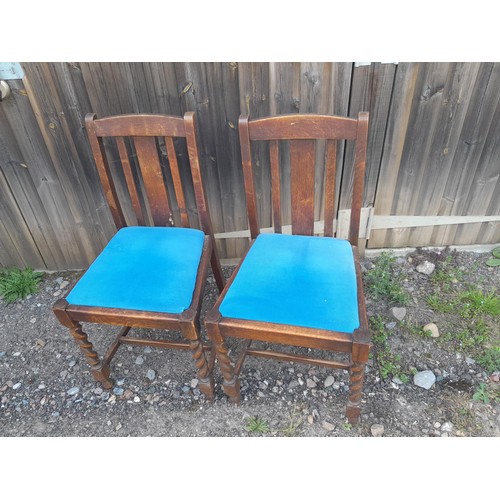 174 - 19th century ladderback carver chair & 2 oak drop seat barley twist chairs
