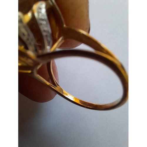 175 - 9 KT gold ring set with golden fluorite size N , gross weight 5 g in a box of issue with associated ... 