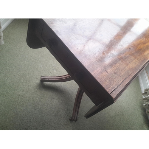 180 - 19th century mahogany lap table with single pedestal 49 cms x 90 cms x 71 cms