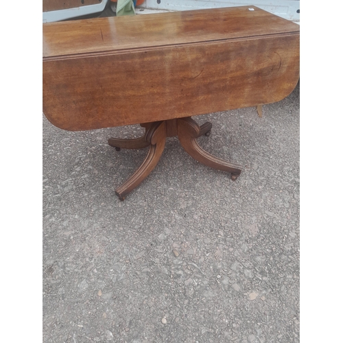 180 - 19th century mahogany lap table with single pedestal 49 cms x 90 cms x 71 cms