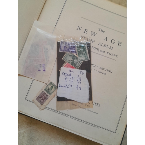 249 - Stamps in a sparsely filled New Age Stamp Album : in average condition, GB £1 Silver Wedding (sadly ... 