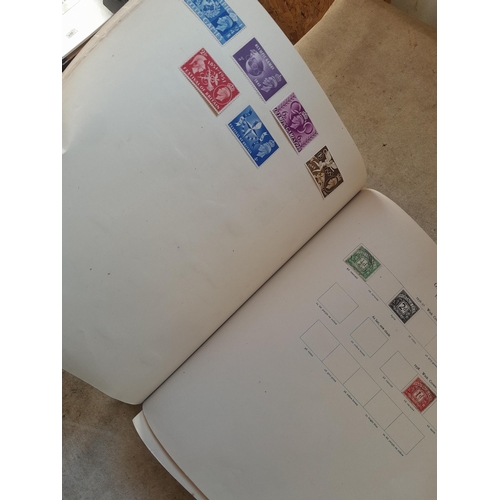 249 - Stamps in a sparsely filled New Age Stamp Album : in average condition, GB £1 Silver Wedding (sadly ... 