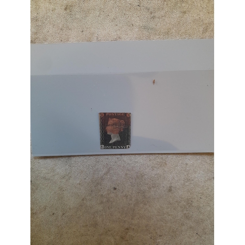 255 - QV Penny Black, cut very close, mounted on card