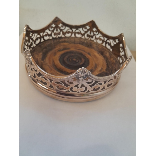 267 - Silver crown shaped wine bottle coaster marks rubbed Sheffield 1891