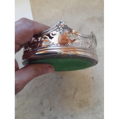 267 - Silver crown shaped wine bottle coaster marks rubbed Sheffield 1891
