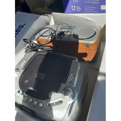 292 - Radios pictures for re purposing tapestries, cross stich, one on stand, watercolour by J Neltley