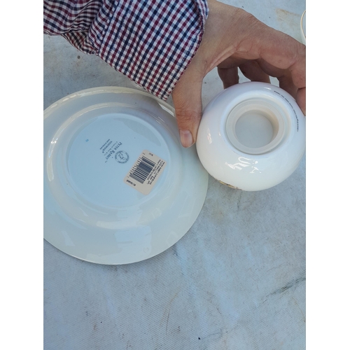 295 - Box of decorative china : Doulton, Wedgwood Beatrix Potter related ceramics, small ornaments