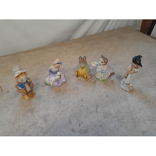 297 - 4 x Beswick Beatrix Potter pottery characters all in good order all brown backstamp & Doulton Mar ha... 