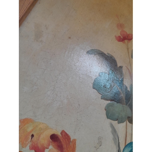 310 - Interesting 19th century  Continental school, Mythical Birds and Flowers  oil on canvas and later ba... 