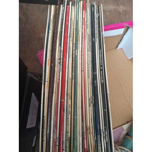 337 - Boxes of oddments : records, china wooden and other ornaments