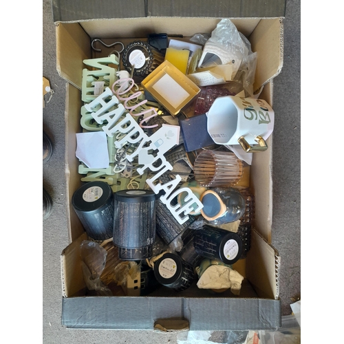 467 - Various boxes of oddments : decorative cherub ornament modern Chinese vase, Le Creuset pot and cover... 
