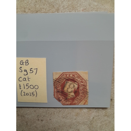 185 - Stamps : GB QV 10 D Brown SG 57 condition as pictured cat £1500 2025