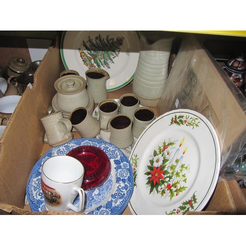 10 - Box to Include Christmas Plate, Pottery Coffee Set etc.