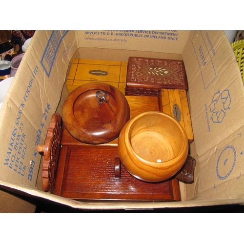15 - Box of Treen Boxes & Other Items.
