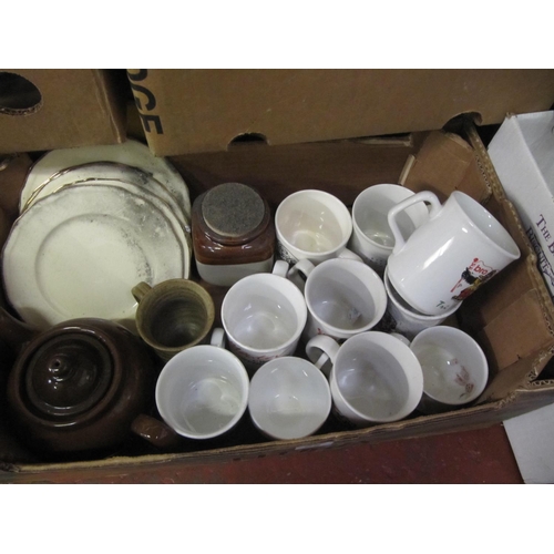 22 - Box of Mugs, Storage Jar, Teapot, Plate etc.