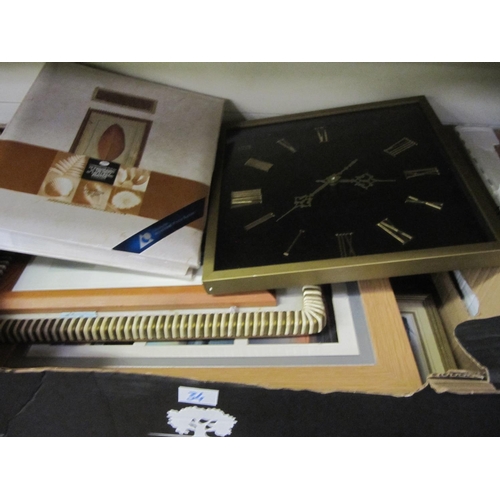 34 - Box of Photo Frames & Albums & a Clock.