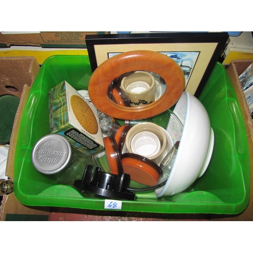 48 - Box of Miscellaneous Items Including Carafe, Ramekin Dishes etc.