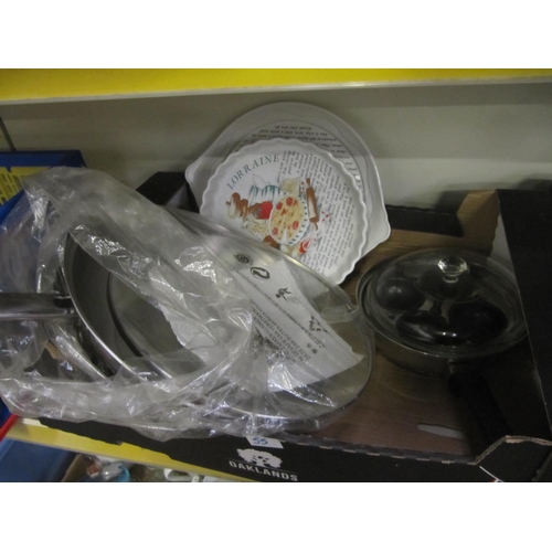 55 - Box of New Kitchen Pots & Dishes.