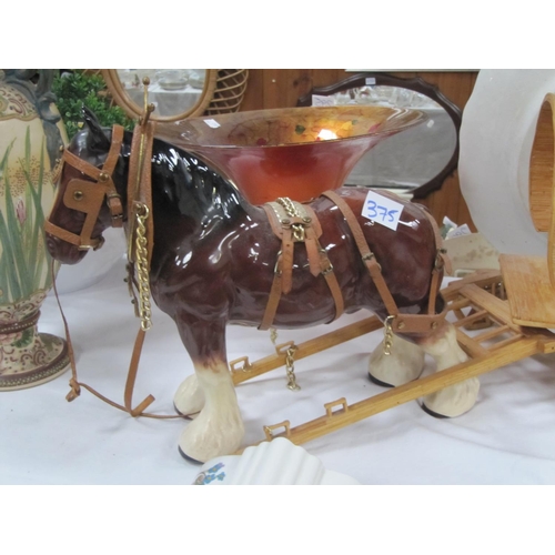 English Melba Ware Shire Horses With Harnesses 