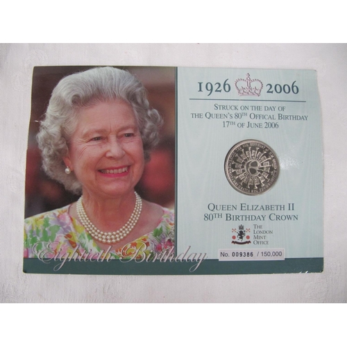 420 - Queen Elizabeth II 80th Birthday Limited Edition (9386/150000) Crown in Presentation Pack.