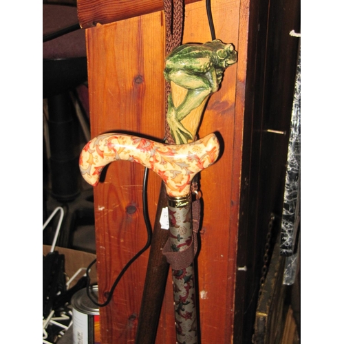 64 - Frog Handled Walking Stick & 1 Other.