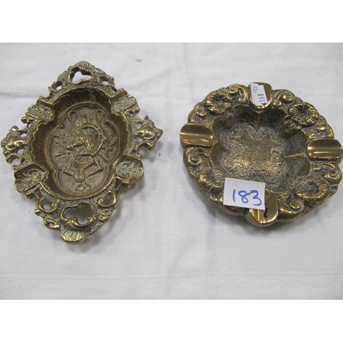 183 - Two Heavy Brass Ash Trays.