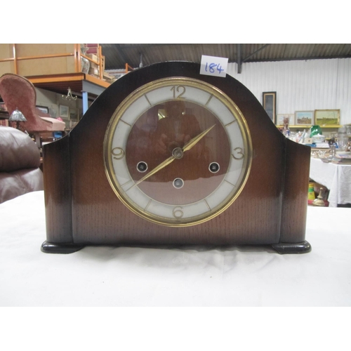 184 - Oak Cased Mantle Clock.