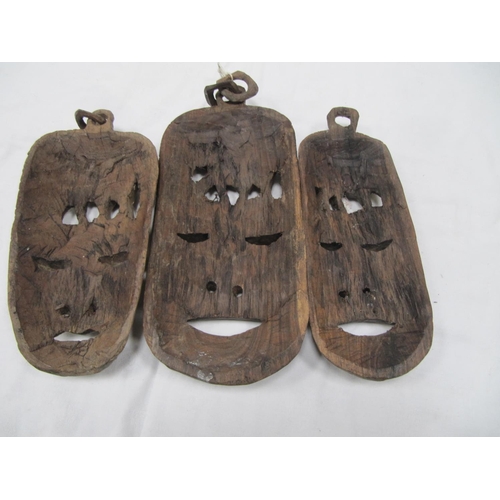 191 - Three Wooden Carved Tribal Wall Masks.