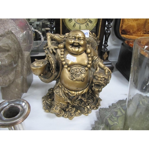 209 - Gilt Finished Cheeky Buddha Figure with Draped Dragon.