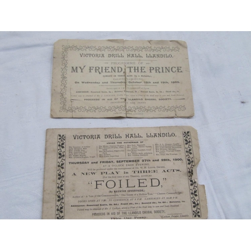 225 - Two Antique Programmes from The Drill Hall, Llandeilo. One for 