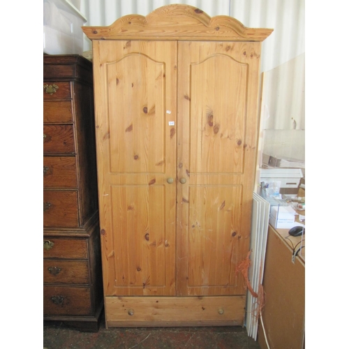 699 - Solid Pine Double Wardrobe.