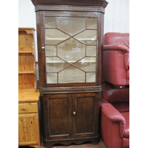 700 - Large Oak Glazed Top Corner Cabinet.