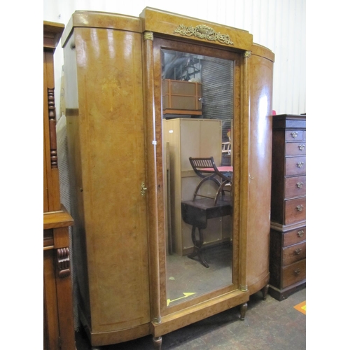 701 - Large Triple Door Single Mirrored Inlaid French Armoire.