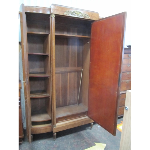 701 - Large Triple Door Single Mirrored Inlaid French Armoire.