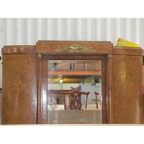 701 - Large Triple Door Single Mirrored Inlaid French Armoire.