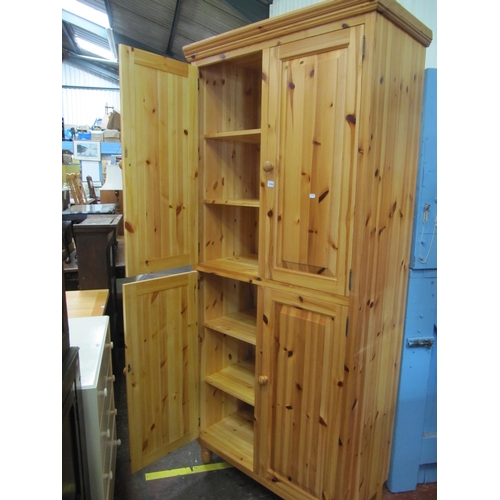 704 - 4 Door Solid Pine Cupboard with Shelves.