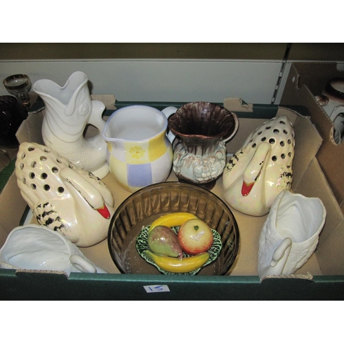 15 - Box to Include Swan Flower Holders, Jugs etc.