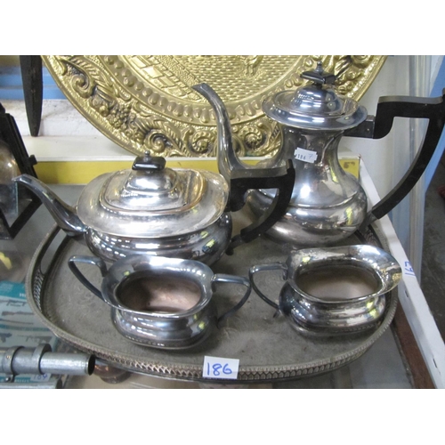 186 - 4 Piece Plated Tea Service on Tray.