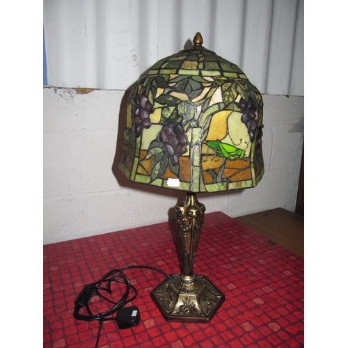 188 - Large Tiffany Style Table Lamp with Gilded Base - Working