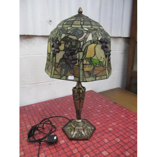 188 - Large Tiffany Style Table Lamp with Gilded Base - Working