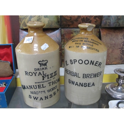 193 - Two Earthenware Swansea Jars - Both at fault - One has chip to rim, one has chip to base.